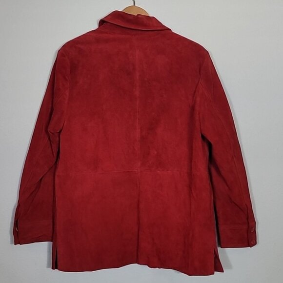 Vintage Jaclyn Smith Suede Leather Coat Jacket Women’s Size XL Red Button Up Y2K - Picture 11 of 15
